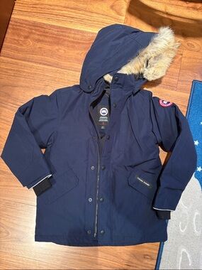 Canada Goose Navy Blue Parka with Fur-Trim Hood